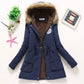 Korean Style Thickened Long Cotton Jacket Women's Winter Coat with Fleece Lining And Fur Collar Slim Fit plus Size Top