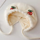 Winter Baby Plush Ear Protection Hat Cute Cherry Toddler Headgear Bonnet Thick Warm Kids Earmuffs Cap 8-36Month Children Beanies