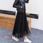 Vintage Tulle Skirt Women Streetwear Elastic High Waist Mesh Pleated Skirts Summer Elegant Korean A Line Office Ladies Skirt New