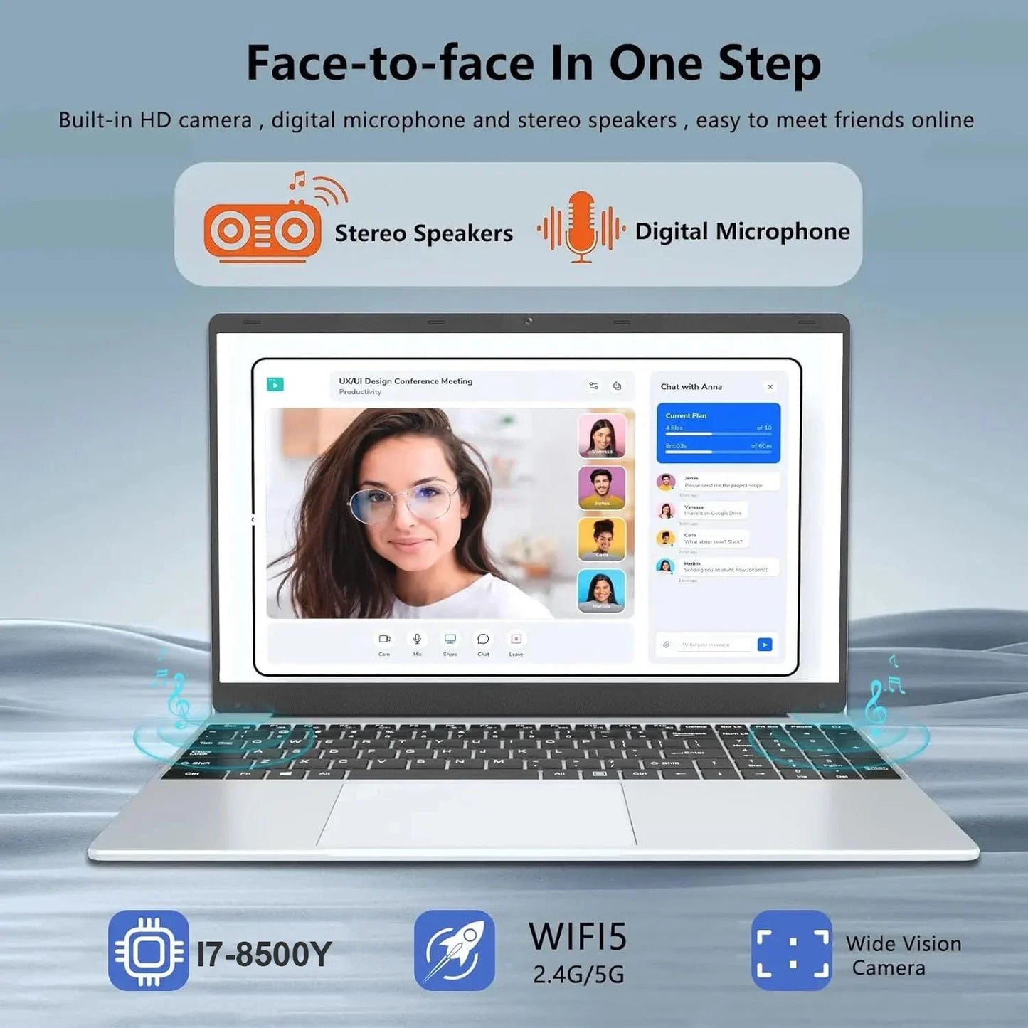 2025 New Original 15.6-inch Laptop Intel Core i7- 8500Y Laptop Windows 11 Pro 16GB DDR4 1TB SSD Gaming Office Learning Computer