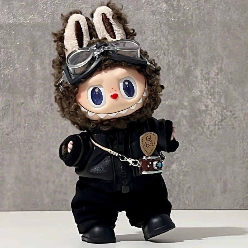 Labubu Baby Clothes Are Cool and Trendyy Earphones Leather Jacket Top Suit First, Second and Third Generation Labubu Clothes Enamel Doll Wear