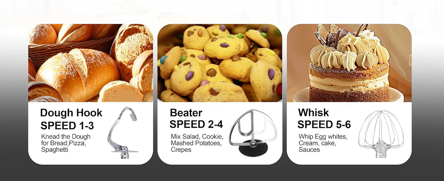 All-in-One 3-in-1 Stand Mixer with Full Metal Gears, 7L Bowl, Blender, Meat Grinder, Dough Hook, Whisk & Beater