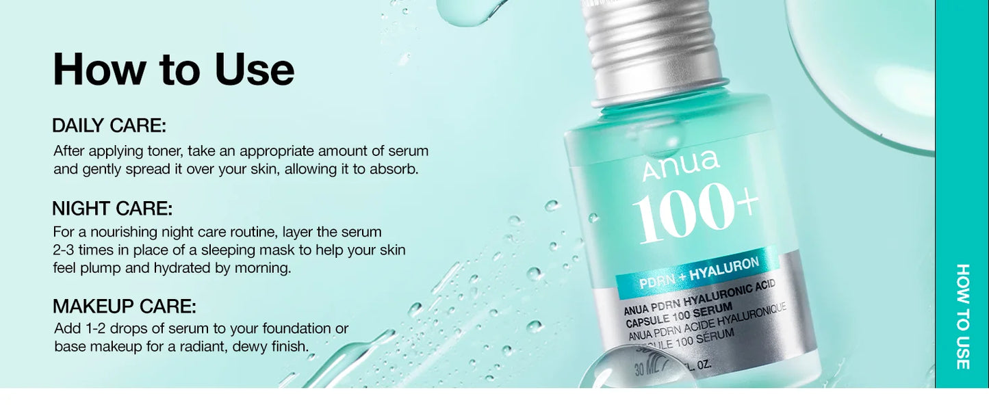 Anua PDRN 100+ Hyaluronic Acid Serum Capsules Moisturizing Revitalizing Face Serum Korean Skincare Beauty Essentials