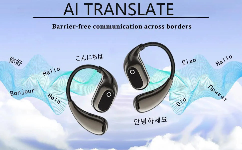 Ai Translators Earphone 144 Languages  Wireless Bluetooth 5.4 Smart Voice Real time Translator Headphones For Travel Business