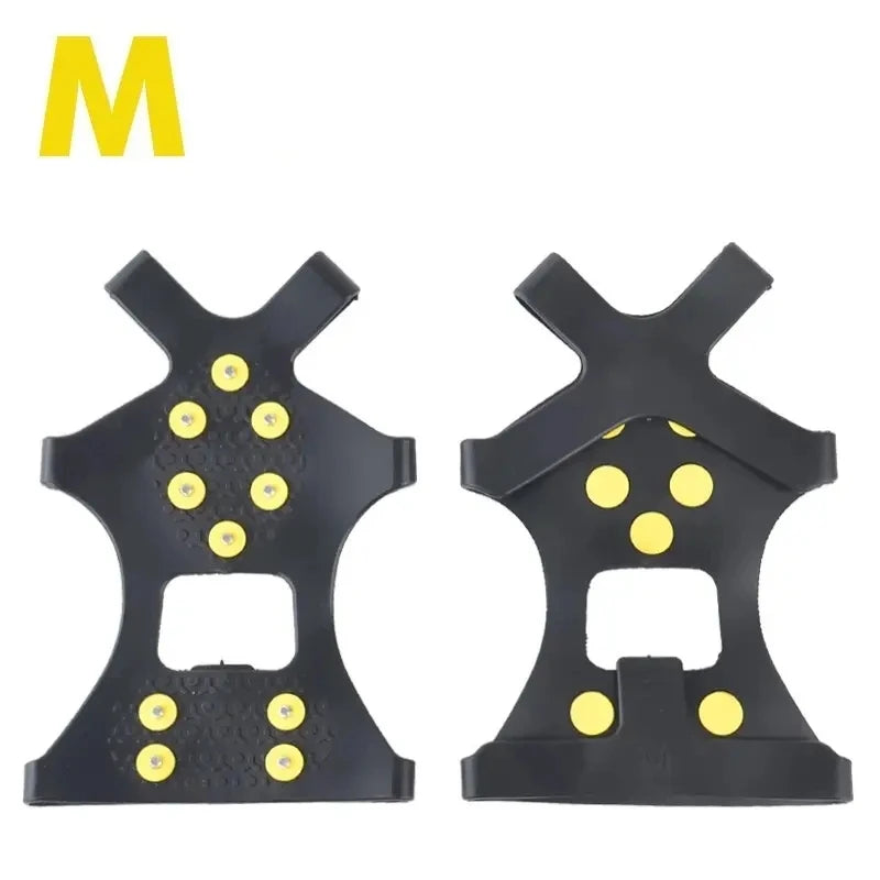 2pcs 10 Steel Studs Crampons Snow Grips Cleats for Ice and Snow Anti-Slip Rubber Traction Cleats Hiking Walking Climbing Jogging