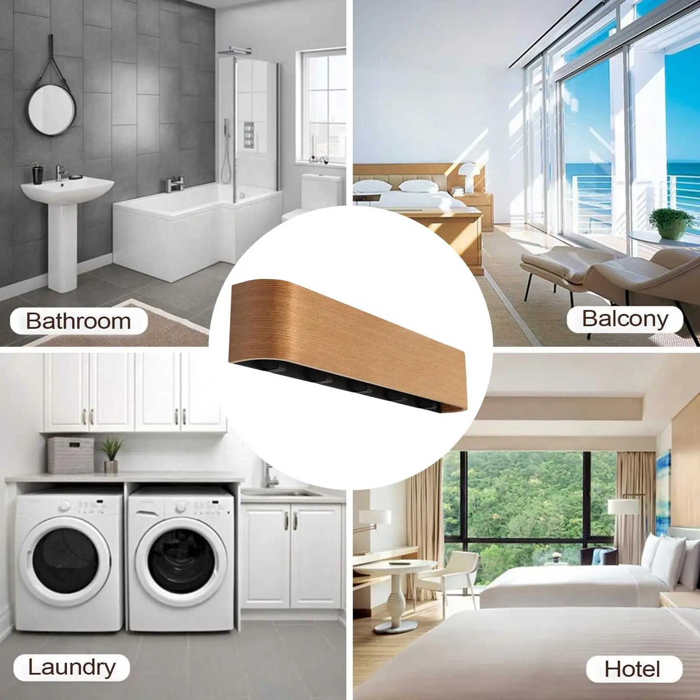 Wall-Mounted Coat Rack Wall Coat Hanger Rack with Folding Hooks No-Drill Organizer Wooden Clothing Hanger for Household Bag Keys