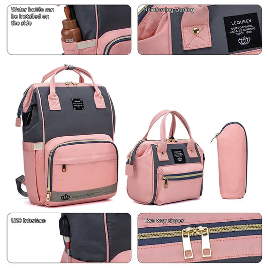 Mommy Bag Fashion Diaper Bag for Baby Nappy Bag Waterproof Mummy Bag with Diaper Pad, Pacifier Bag, Backpack, Hand Bag