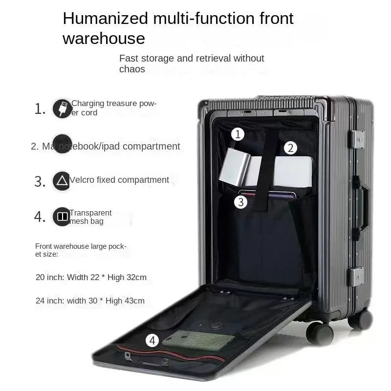 KO-KU New Front Opening Travel Suitcases 20/24/26/28 inch carrier Aluminum Frame Large Capacity Luggage USB Charging TSA Lock