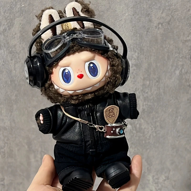 Labubu Baby Clothes Are Cool and Trendyy Earphones Leather Jacket Top Suit First, Second and Third Generation Labubu Clothes Enamel Doll Wear