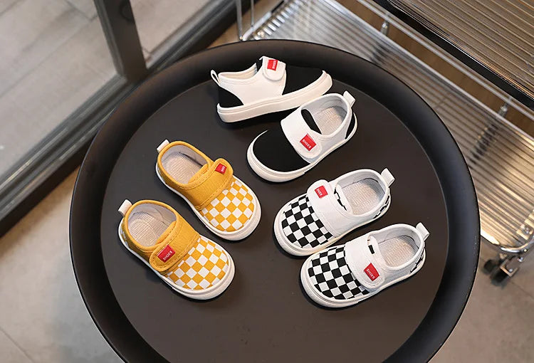 Children's Canvas Shoes Four Seasons Paragraph Boys and Girls Cloth Shoes Soft Non-slip Breathable Not Hot Baby Casual Shoes