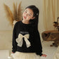 Girls' Bow Long Sleeve Round Neck T-Shirt - Sweet Casual Fall Winter Top for Toddler Kids Autumn Fashion