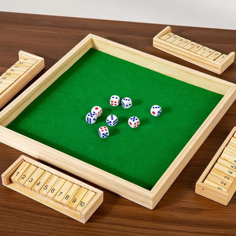 Wooden Shut The Box Dice Game 8 Dice Board Table Math Skills Game Party Club Drinking Games for Families Christmas Gift