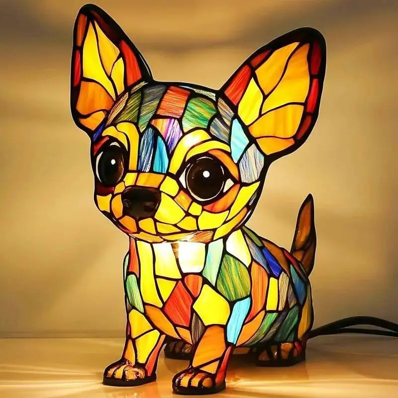 Dog Series Art Night Light Pug Lamp Stained Resin Mosaic Light Corgi Dachshund Dog Decoration Funny Gift For Pets Lover Children