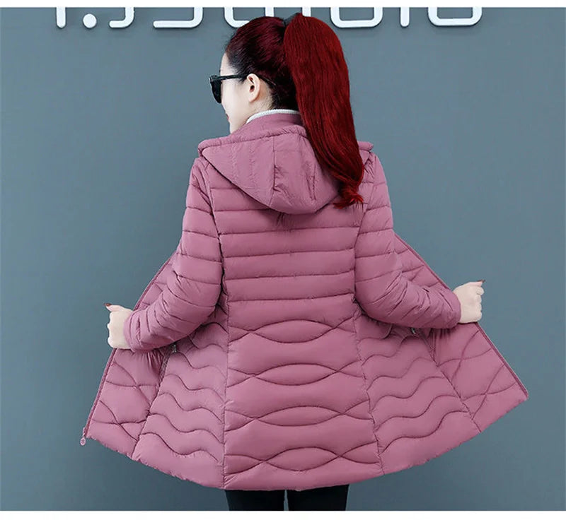 New Women Cotton Coat Autumn Winter Jacket Coat Middle-Aged Elderly Mothers Padded Hooded Keep Warm Down Cotton Overcoat Parkers