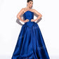 Toofgon Classical Royal Blue Satin Prom Dresses Long A Line Formal Dresses Women Drop Waist Corset Vestidos De Noite Customized