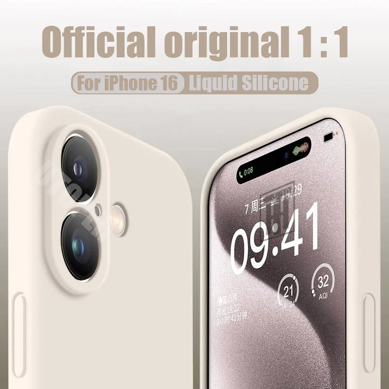 New 17 Series Official Silicone Soft Case for iPhone 17 Air 16 15 14 13 12 11 Pro Max Plus Solid Color Protect Shockproof Cover