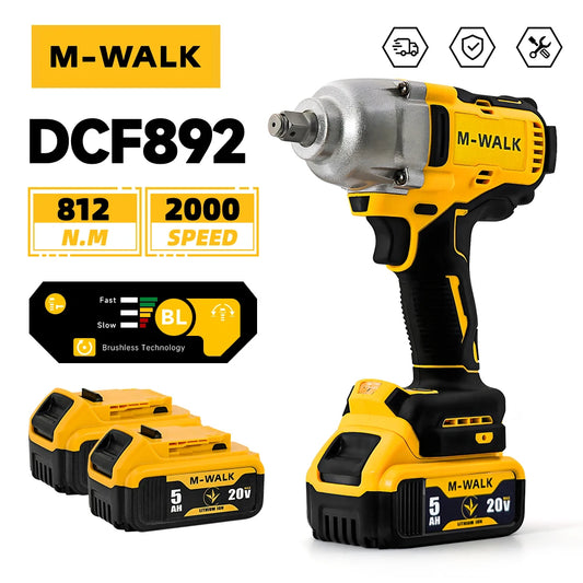 Brushless Impact Wrench 812N.m High Torque Cordless Electric Power Tool for Auto Repair/Construction For DeWalt 20V Battery Pin