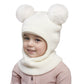Kids Yarn Knit Balaclava Cap Autumn Winter Pullover Ear Protection Double Ball One-piece Baby Christmas Gift Hat