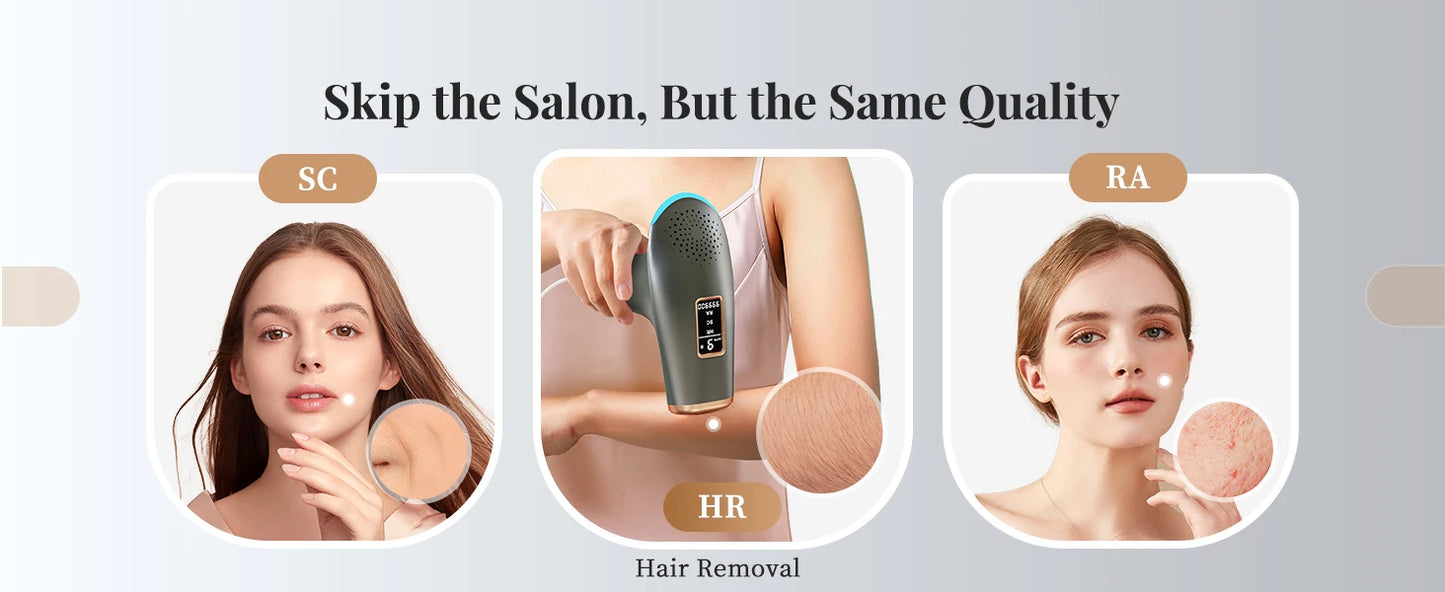 3-in-1 Laser Epilator 999900 Flash Painless IPL Hair Removal for Women Bikini Legs Arms Laser Hair Remover Permanent Depilato