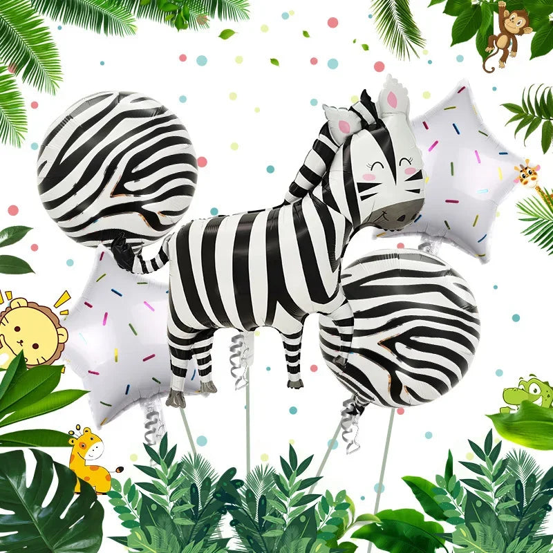 Jungle Safari Theme Foil Balloons Animal Shapes for Birthday Party Decorations Thanksgiving Holiday Events Kids Photo Backdrop