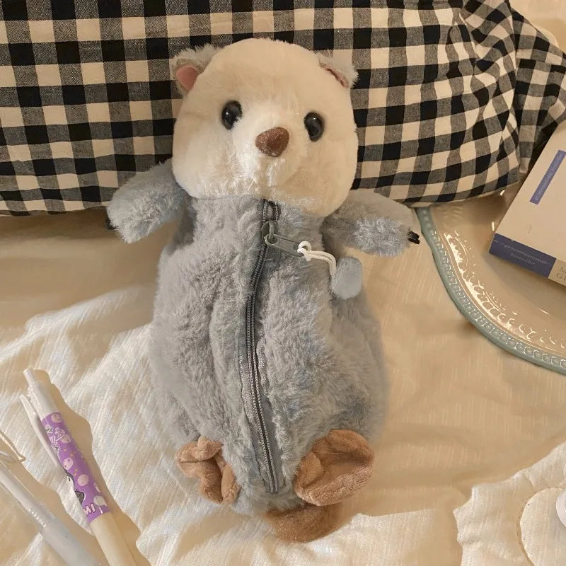 ‌Plush Stuffed Animal Pencil Case Cute Ins Style Kawaii Stress Relief Stationery Organizer for School Office