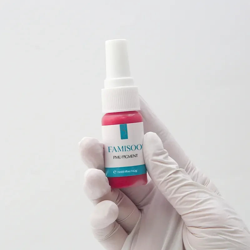 15ML FAMISOO Henna Lip Tattoo Ink Professional Permanent Makeup Pigment Rose Pink Lips Pigments Micropigmentation Tattoo Supplie