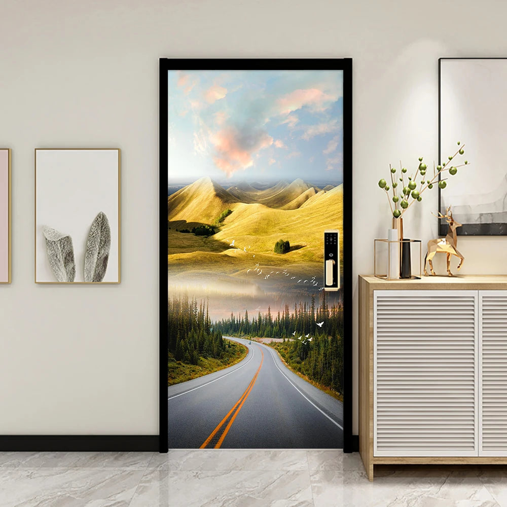 Simulation Of Gilt Leaves DIY Door Stickers Home Decoration Wall Sticker Kitchen Art Mural Peel & Stick Waterpoof PVC Wallpaper