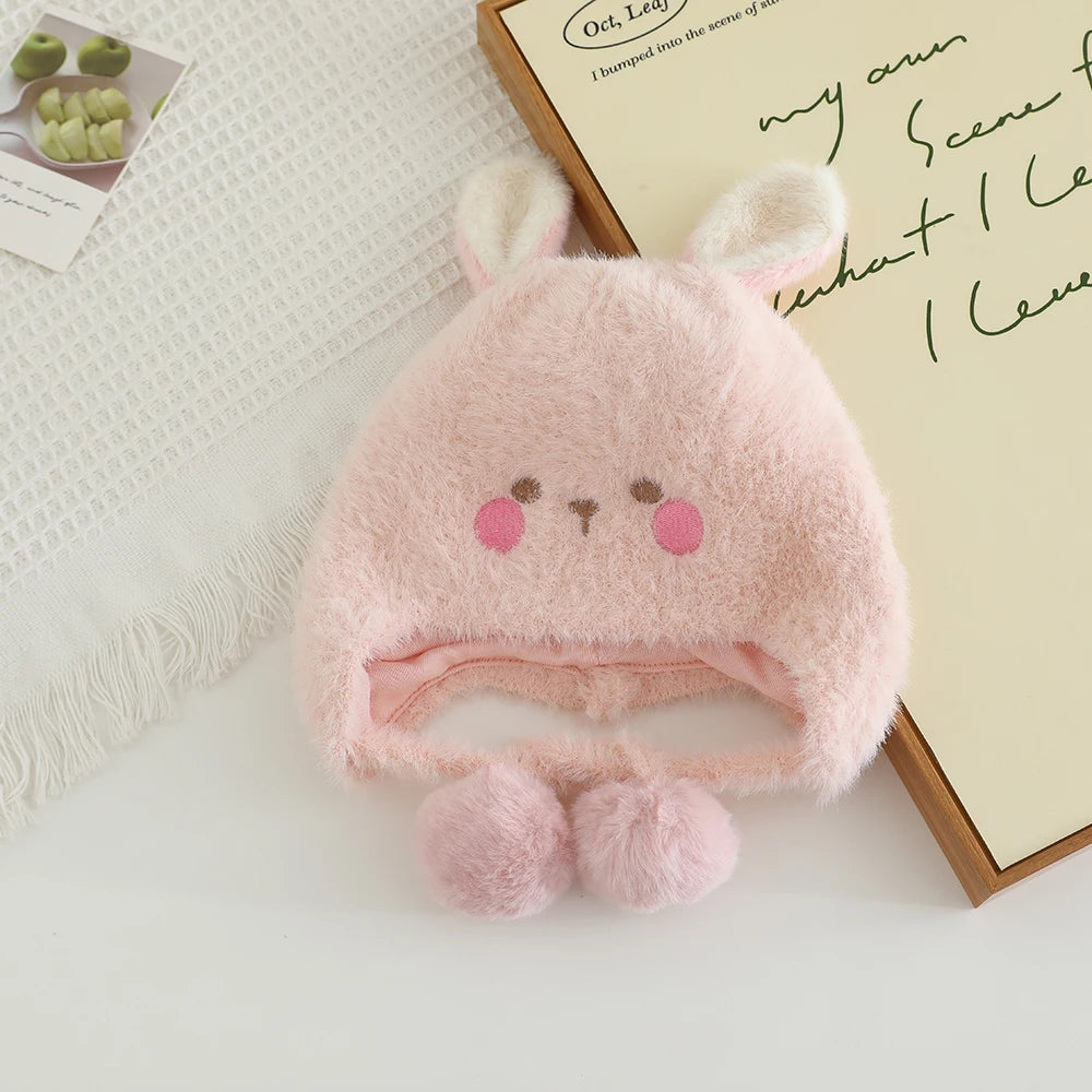 New Autumn Winter Warm Plush Hats for Kids Cartoon Thick Baby Girls Hat Outdoor Windproof Boys Ear Protection Cap Infant Beanies