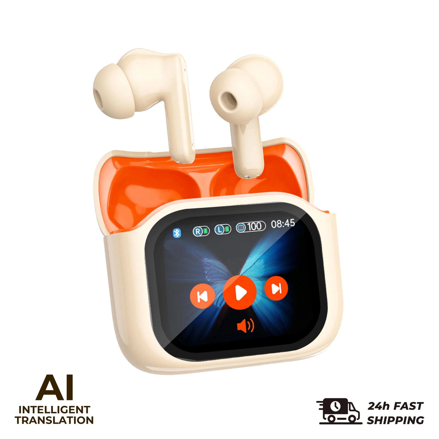 Real Time Translators Headphones with Smart Touch Screen 144 Language Translator Earbuds Noise Canceling Wireless Travel Headset