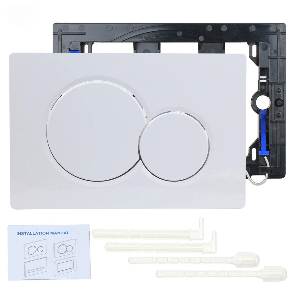 White Dual Flushing Toilet Push Round Buttons Concealed Wall-mount Tanks Flush Pannels Replacement Part Bathroom for Sigma