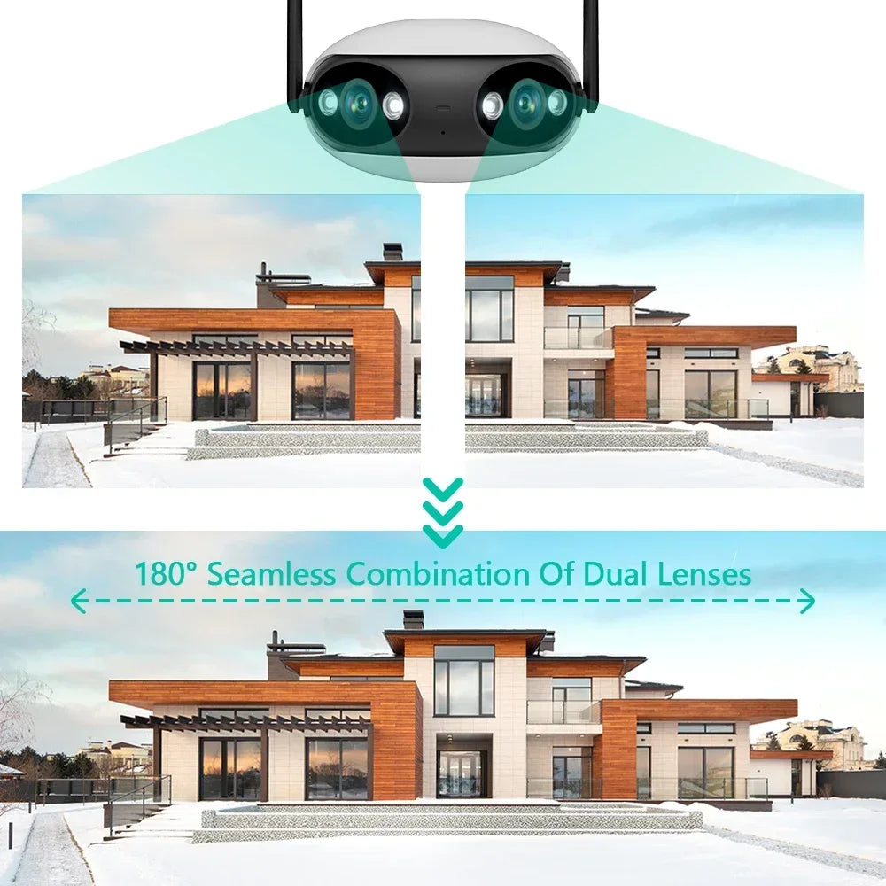 4K 8MP WIFI камера безопасности двойной объектив 180 ° широкий угол обзора Открытый Wifi камеры наблюдения цвет ночного видения