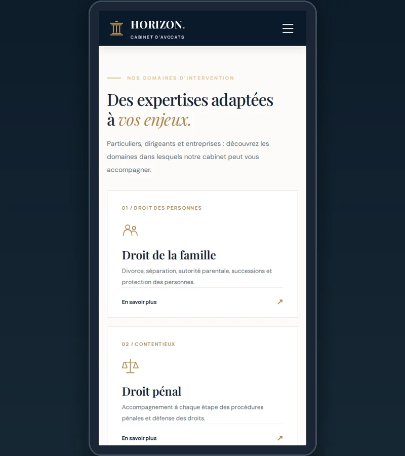 Horizon Avocat — Site Web pour Cabinet d’Avocats