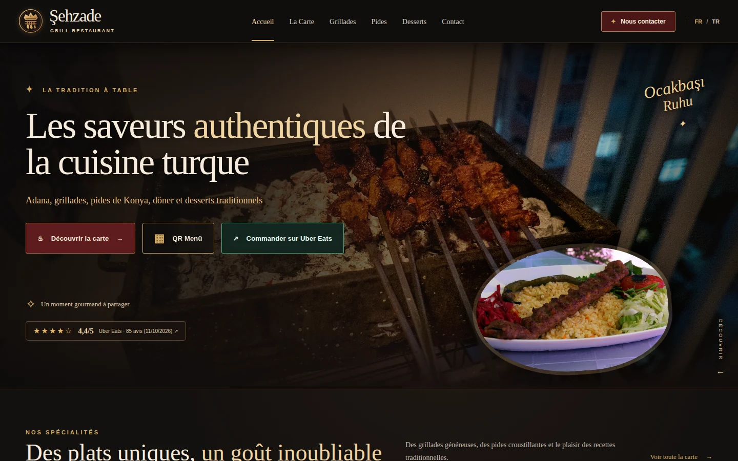 Sehzade Restaurant — Website & QR Menu